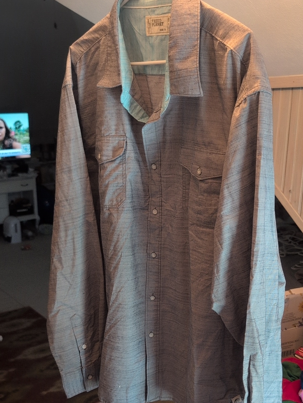 Free Planet Light Blue Striped Button-Up Shirt